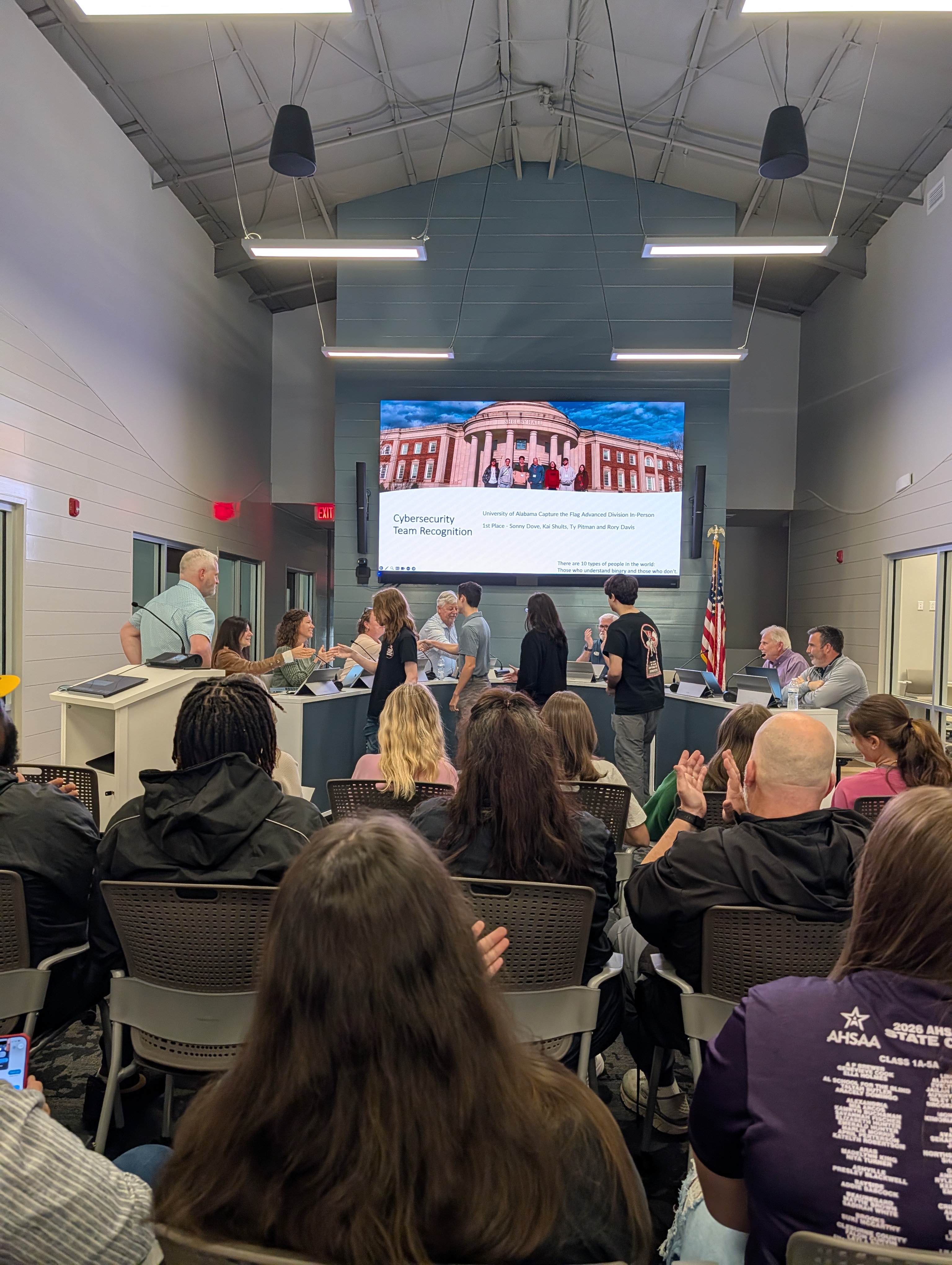 Student cybersecurity team recognition ceremony